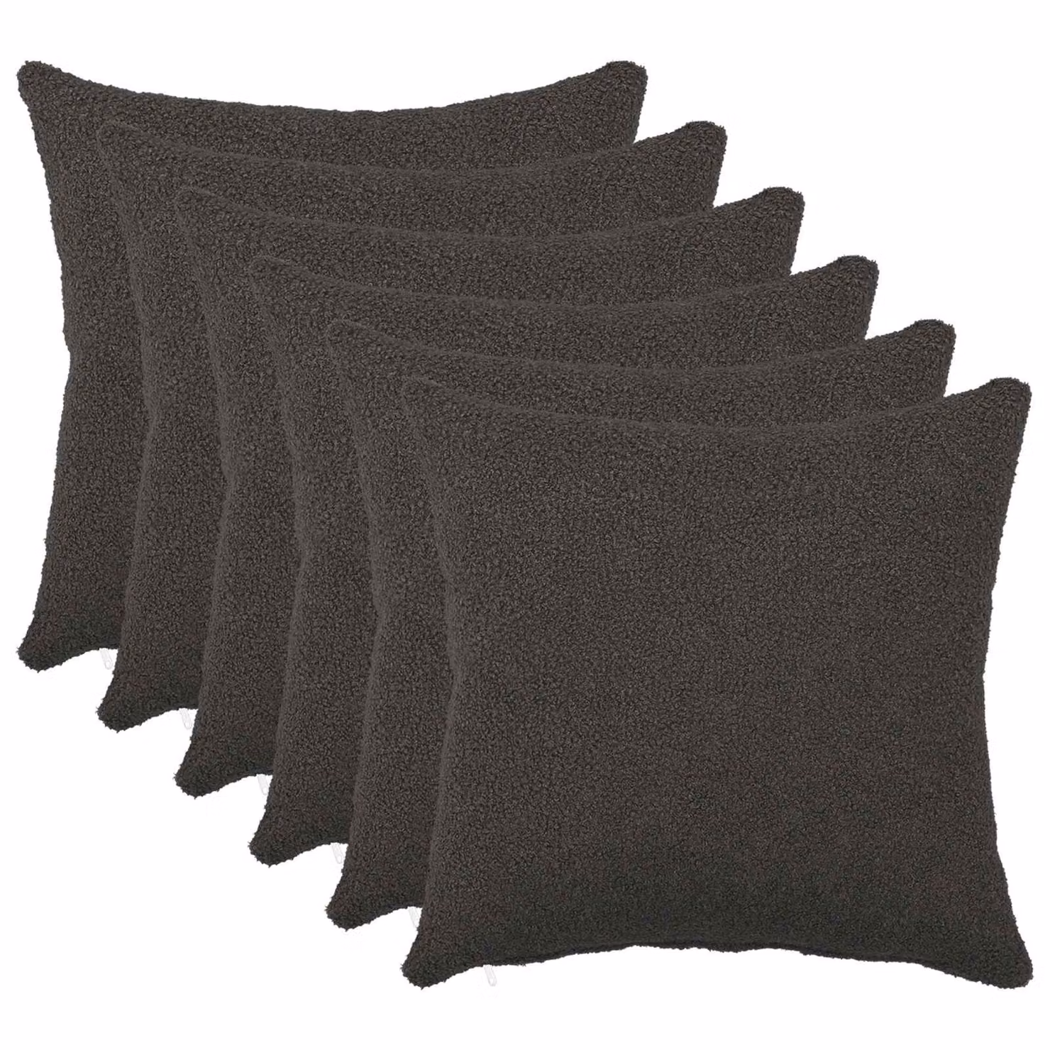 Set di 6 federe vidaXL HEERLEN in tessuto bouclé grigio scuro, 45 x 45 cm