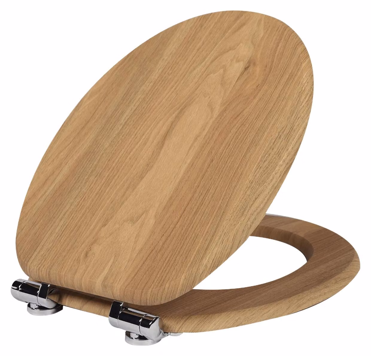 Copriwater - Sedile per WC rotondo - Nucleo in MDF - Sistema di chiusura automatica - Parte anteriore chiusa - Antibatterico - Aspetto legno
