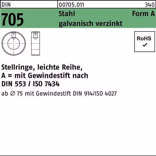 Set collari Reyher DIN 705 acciaio A 10 galv. vz 007050110100000 (25 pezzi)