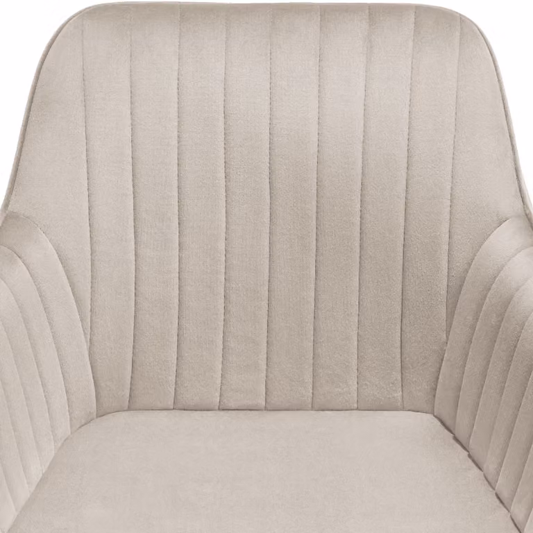 Sedia Marilyn tectake in velluto trapuntato beige e oro per soggiorno e cucina