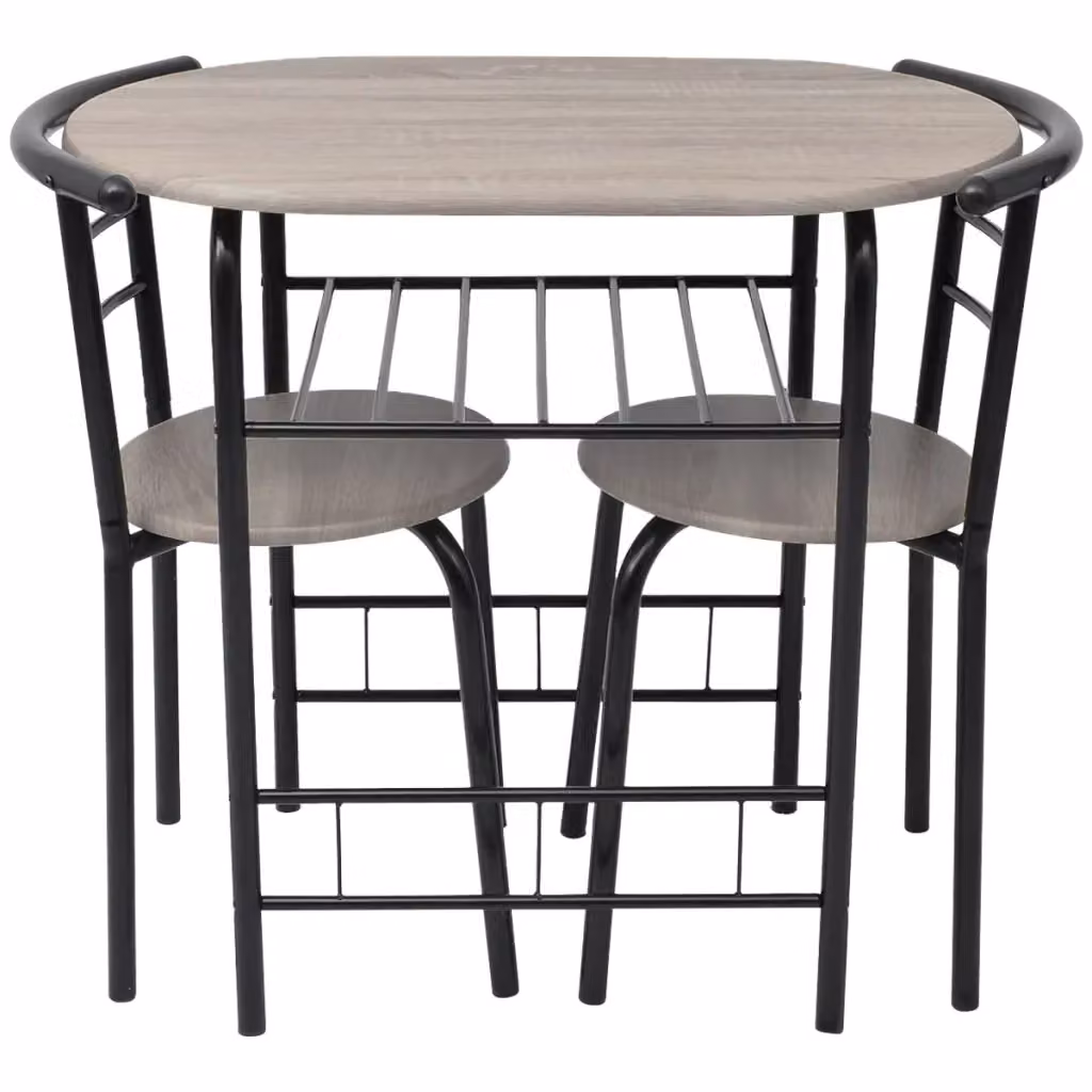Set da pranzo moderno vidaXL con tavolo e 3 sedie in MDF e metallo, nero e grigio – 2