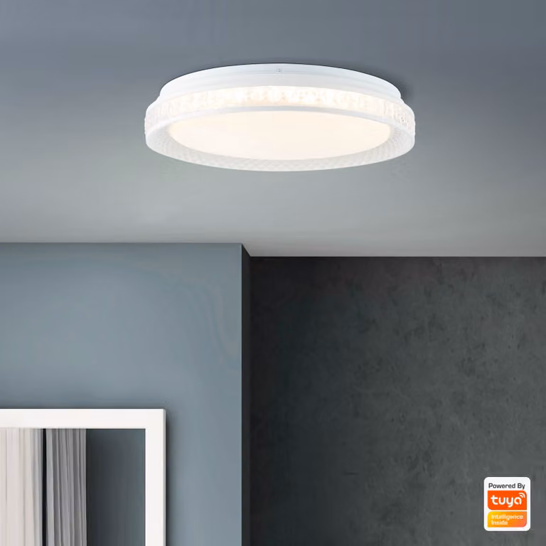 BRILLIANT Burlie Plafoniera LED 39cm trasparente/bianco Tuya app G97190/70