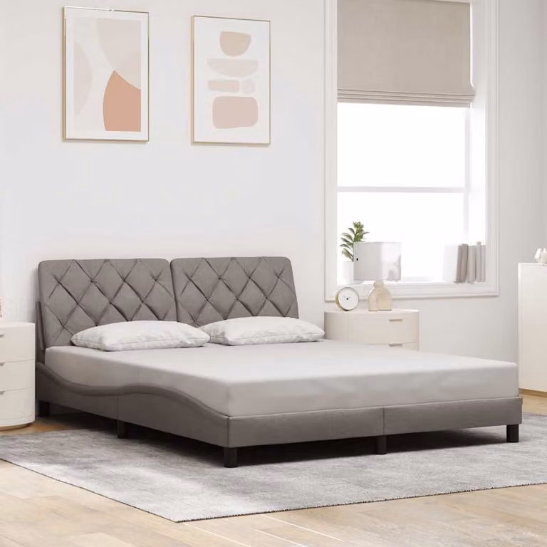 vidaXL Giroletto senza Materasso in Tessuto Tortora L/P/H: 160 x 200 x 74,5 cm