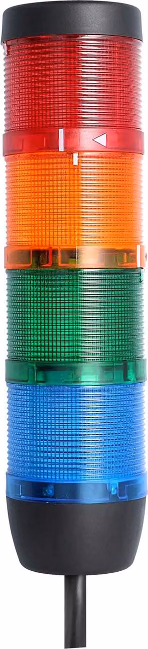 Colonna segnaletica STEX24 blu-verde-giallo-rosso, 70 mm, 24 V CA/CC, LED luce fissa, cavo 10,0 metri, SS70-OB4/24 134