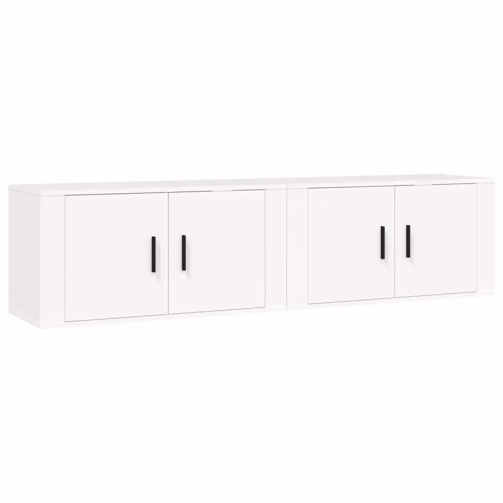 Set di 2 mobili porta TV da parete vidaXL in legno bianco stile classico L 80 cm x P 34,5 cm x H 40 cm – 2