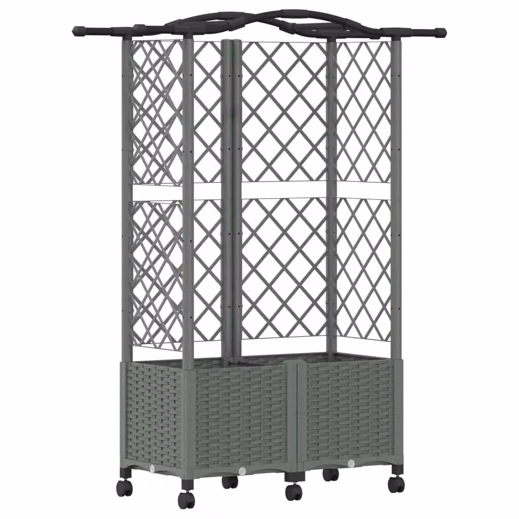 Letto rialzato con griglia e tetto vidaXL, colore grigio, L: 144 cm, P: 122 cm, H: 40 cm – 2