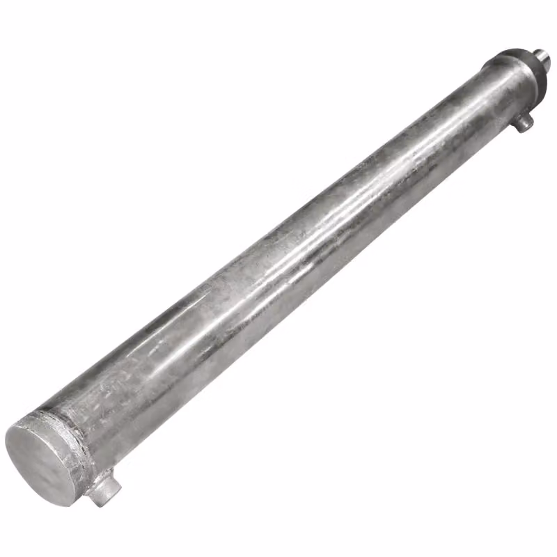 Cilindro idraulico argento con filettatura M20 e raccordo idraulico Ø20, lunghezza 1000 mm – 2