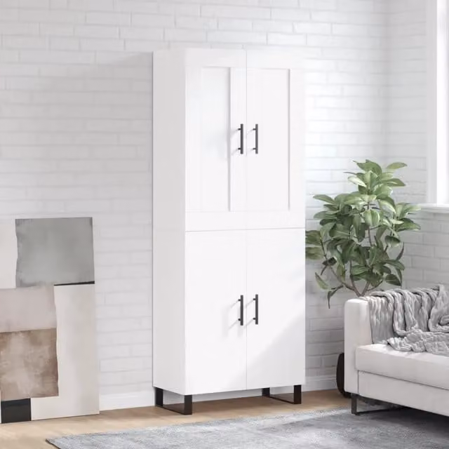 Credenza moderna bianca vidaXL in legno e metallo L: 69,5 cm, P: 34 cm, H: 180 cm – 1