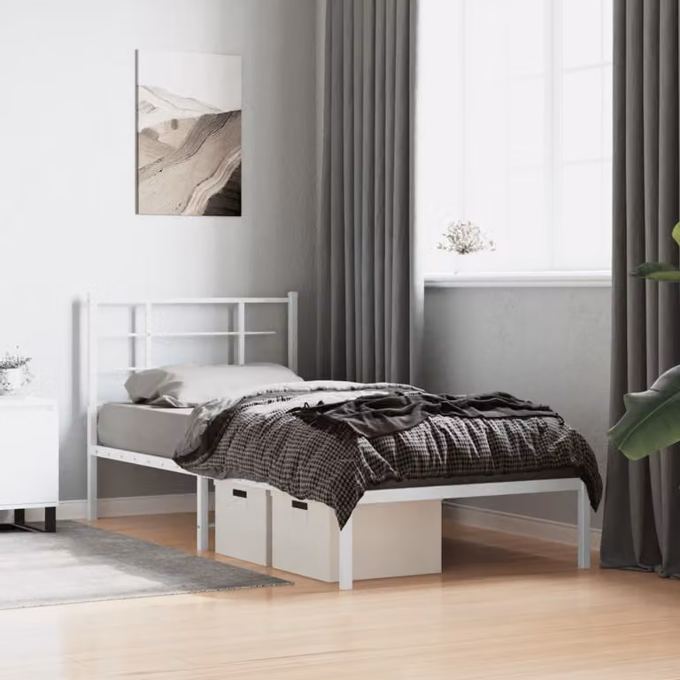 vidaXL Giroletto con Testiera in Metallo Bianco L 90 cm x P 200 cm