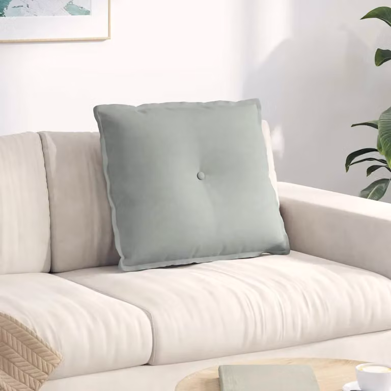 vidaXL Cuscino per Schiena Grigio in Tessuto di Velluto a Costine L: 60 cm, P: 50 cm, H: 19 cm