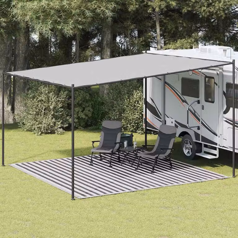 Tappeto da esterno vidaXL moderno in polipropilene resistente ai raggi UV, colore antracite e bianco, L 400 x P 400 cm
