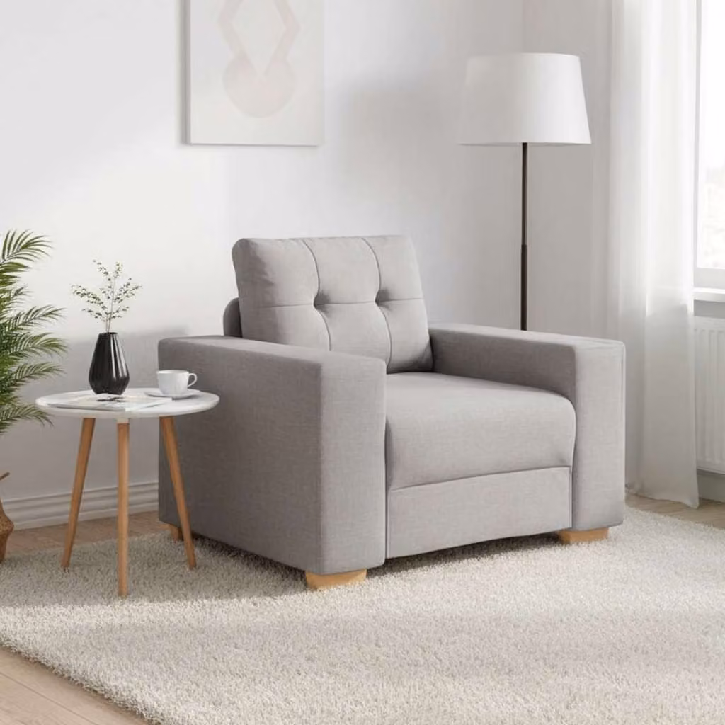 Sedia Lounge moderna vidaXL in tessuto grigio con braccioli L/P/H: 100 x 78 x 80 cm