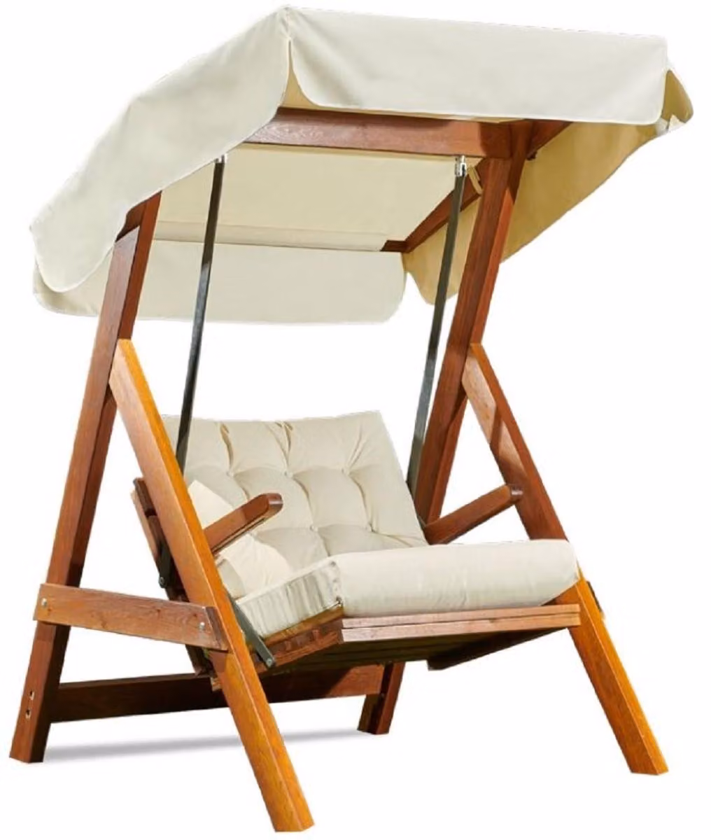 Casa Padrino Luxury Hollywood Swing Crema / Marrone - Altalena da giardino moderna e resistente alle intemperie con tettuccio parasole - Mobili da giardino - Mobili da giardino - Collezione lusso