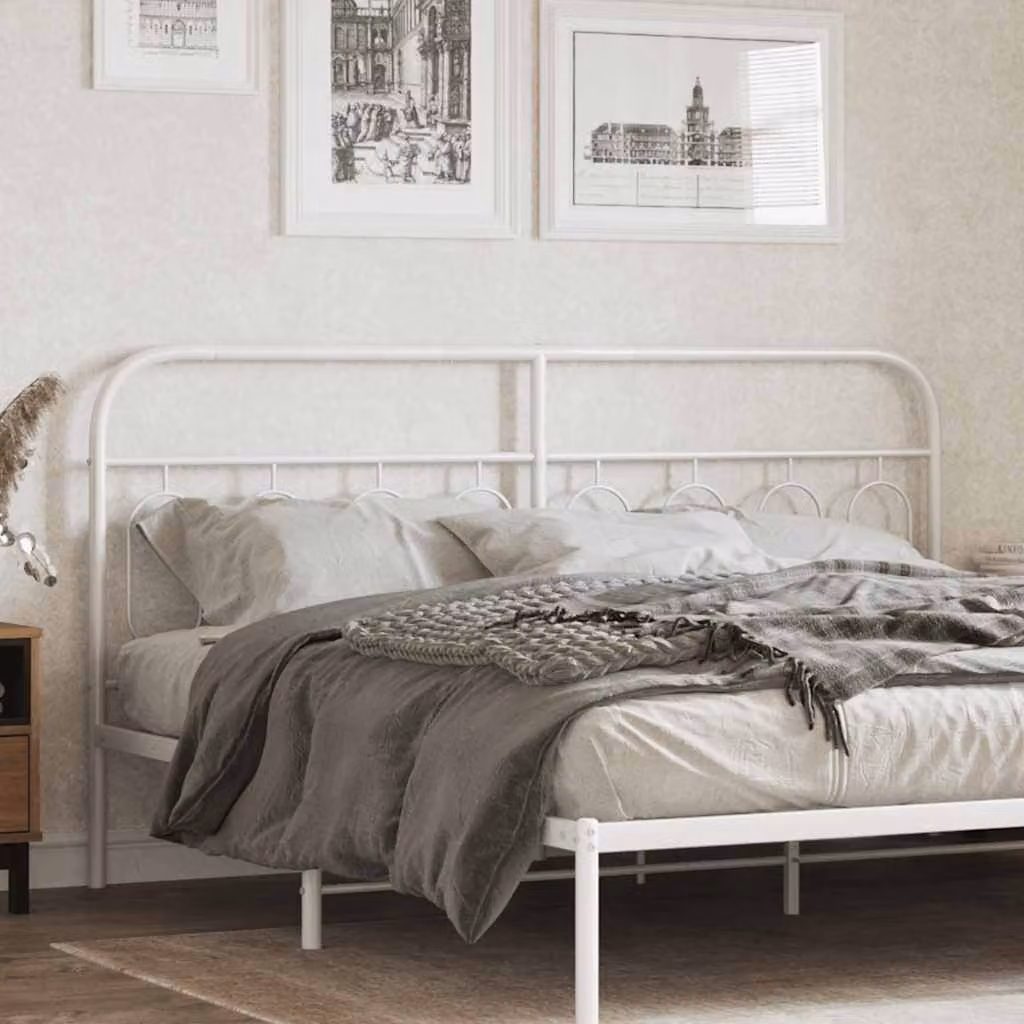 Testiera di ricambio in metallo vidaXL bianca in stile classico per letto 160x200 cm