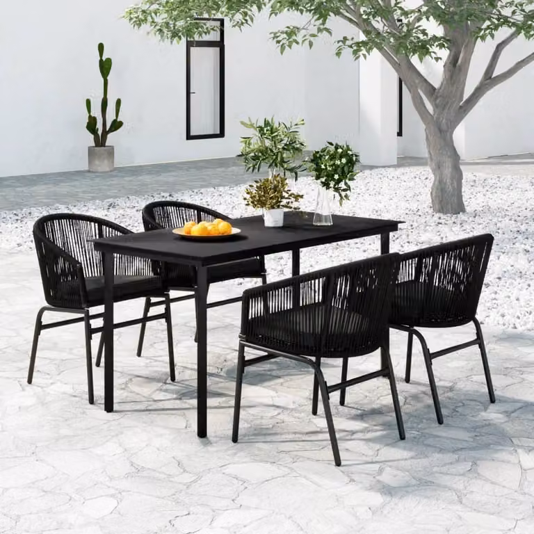 Maison Exclusive - Set da pranzo da giardino 5 pezzi nero