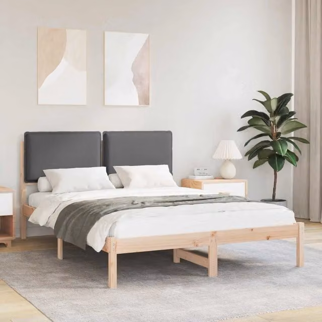 Letto con Testiera Rivestita-Struttura Letto con Testiera Grigio scuro 160 x 200 cm 894414