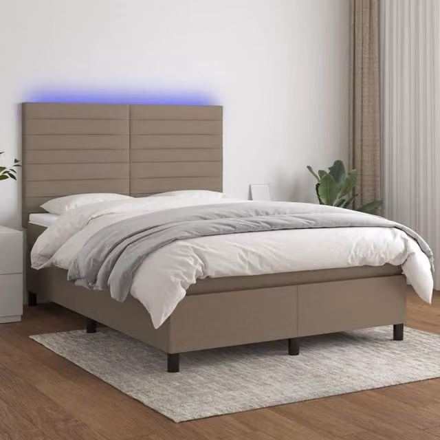Letto Ibrido con Materasso vidaXL in Tessuto con Illuminazione LED e Porte USB L/P: 140 x 200 cm – 1