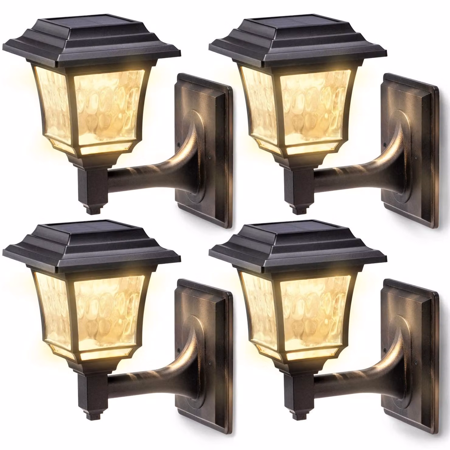 Set di 4 luci solari a LED, impermeabili, con 2 modalità di illuminazione, per uso esterno