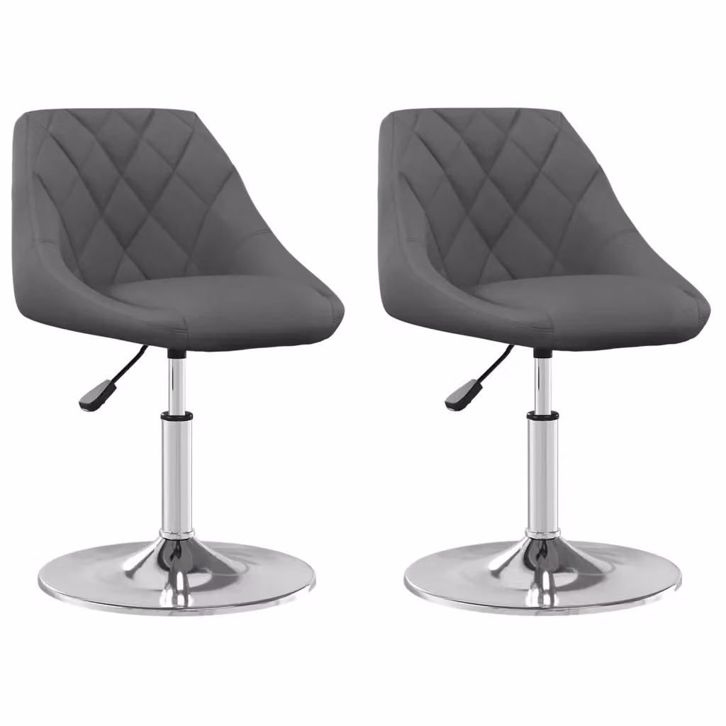 Set di 2 sedie da pranzo girevoli vidaXL in velluto grigio con base in metallo per cucina e sala da pranzo – 2