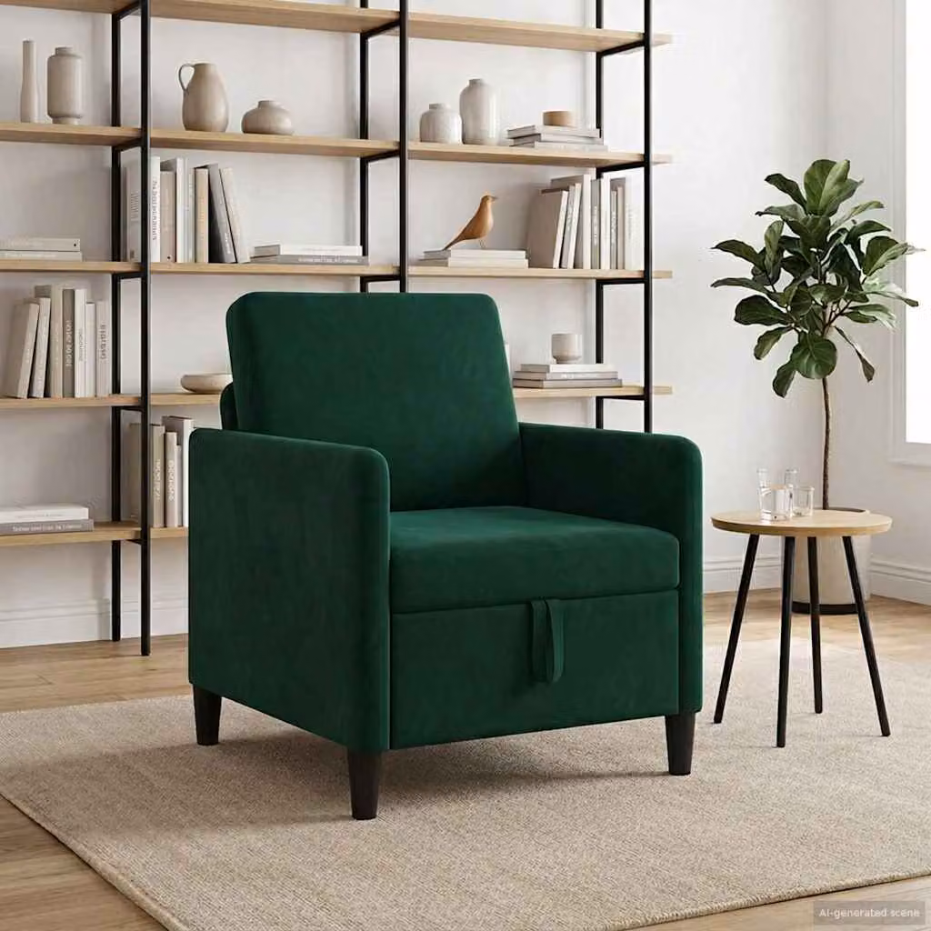 vidaXL Divano con Storage Verde Scuro L: 72 cm, P: 78 cm, H: 87 cm