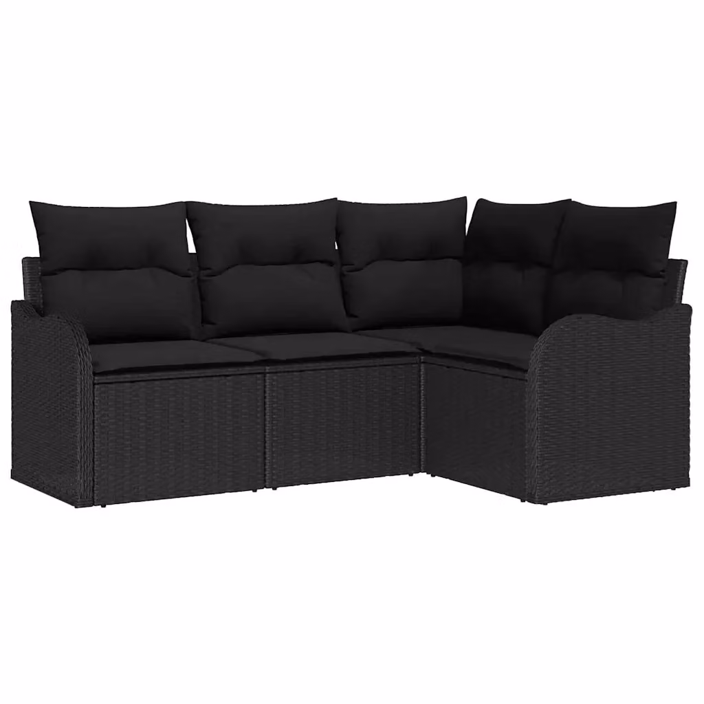 Set Divano da Giardino a L con Tavolino vidaXL Nero con Cuscini e Struttura in Metallo – 2