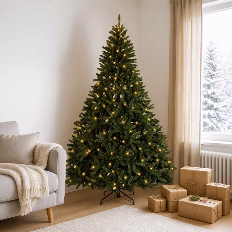 vidaXL Albero di Natale Artificiale con Rami Pieghevoli 210 cm 400 LED