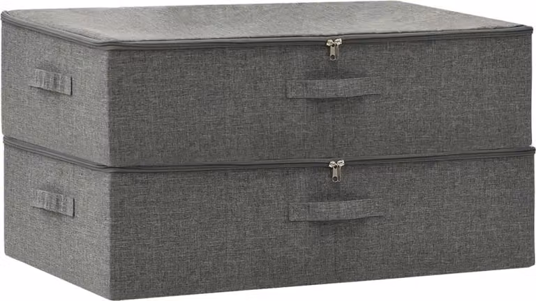 Scatole Portaoggetti 2pz in Tessuto 70x40x18 cm Antracite