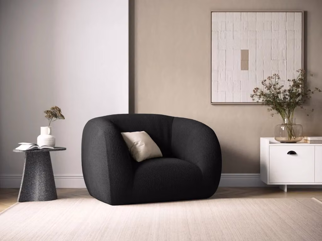 Poltrona Essen Cosmopolitan Design in bouclé nero per il tuo living room – 2