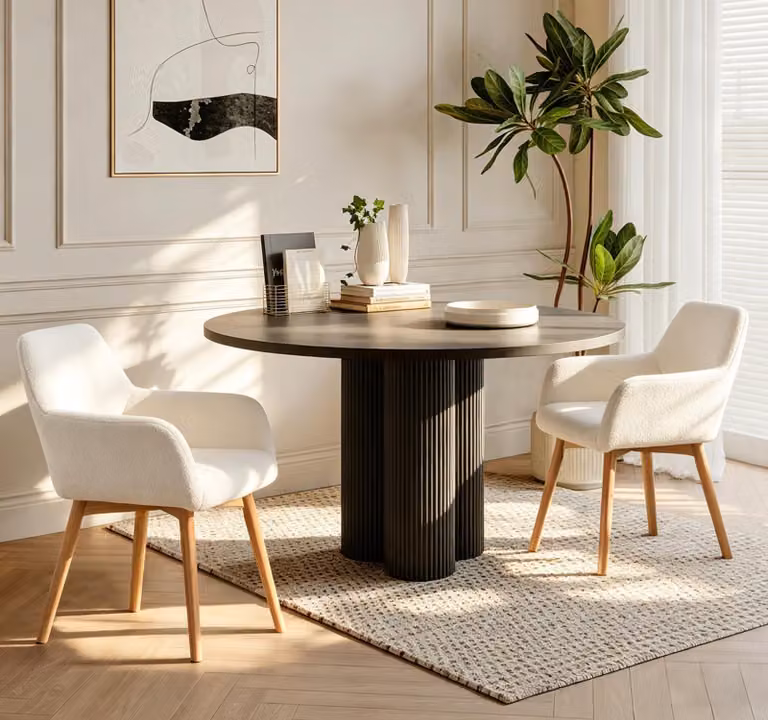Set di 2 sedie da pranzo con gambe in legno, dal design retrò