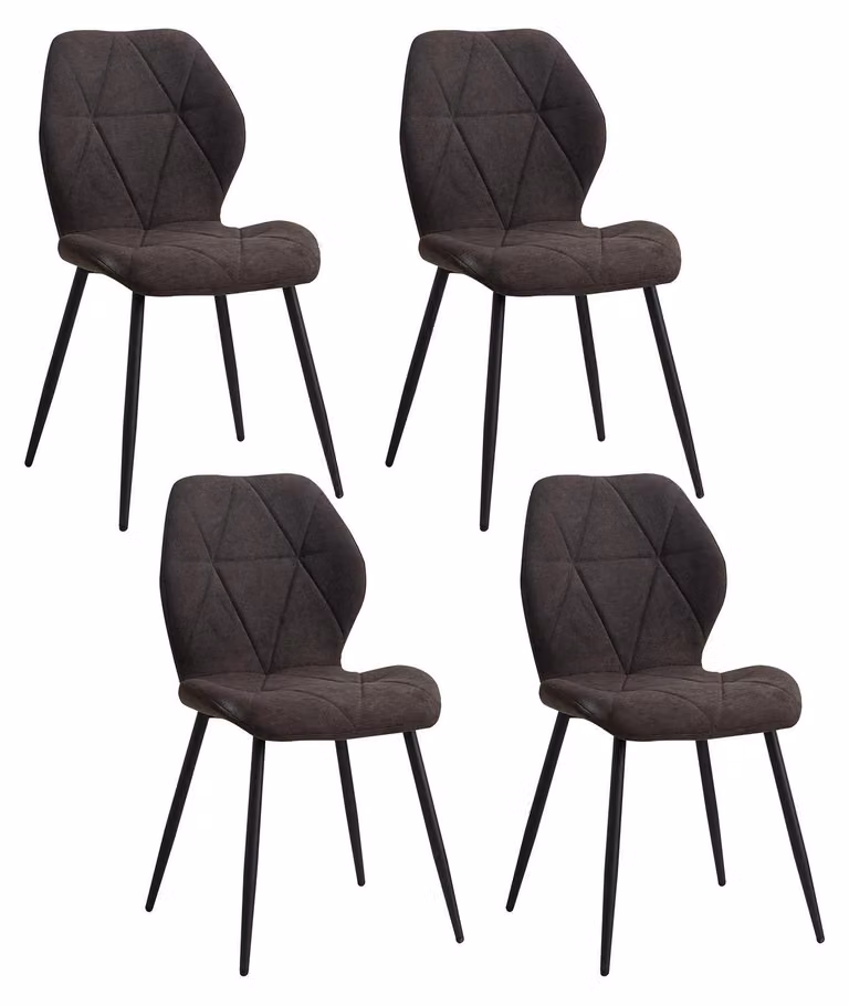 Sedia da pranzo - Sedia da cucina - Seduta imbottita in tessuto - Gambe in metallo - Senza braccioli - Design moderno - Da montare - Nero