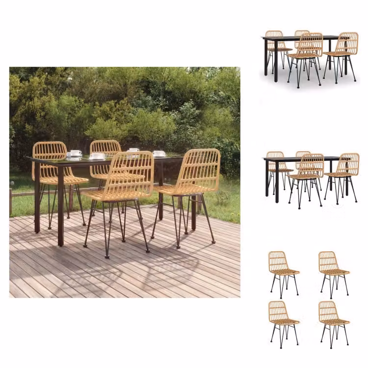 vidaXL Set da pranzo da giardino 5 pezzi in rattan - Set di mobili da giardino