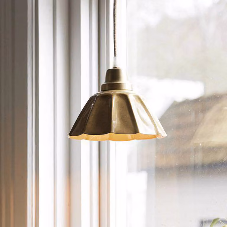 PR Home Lampada a sospensione Ester, gialla, Ø 17 cm, ferro, con spina Ester, Giallo / Arancione, Soggiorno / Sala da pranzo, Metallo, Vintage