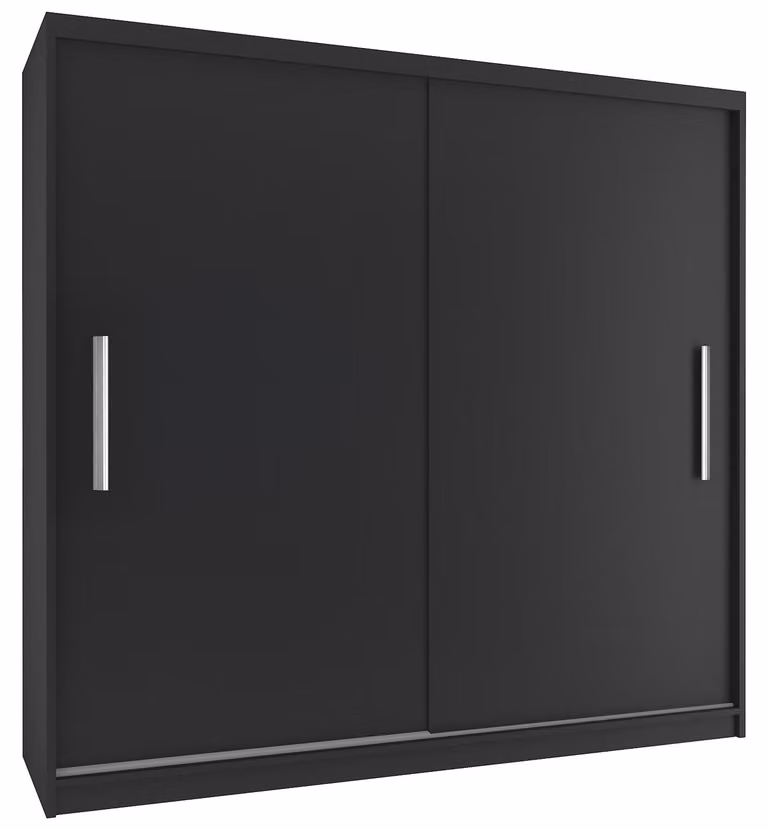 BELINI Verona, armadio scorrevole da 200 cm, nero opaco - Armadio per l'ingresso con asta appendiabiti, ideale per la camera da letto