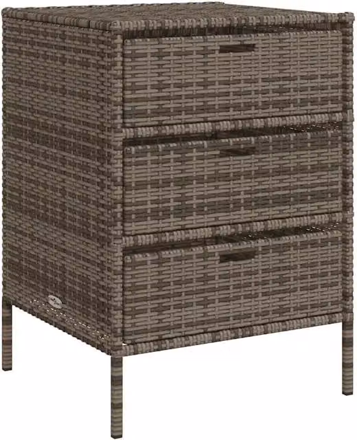 Armadietto Portaoggetti da Giardino in Polyrattan Grigio L: 55 cm, P: 59 cm, H: 80 cm – 1