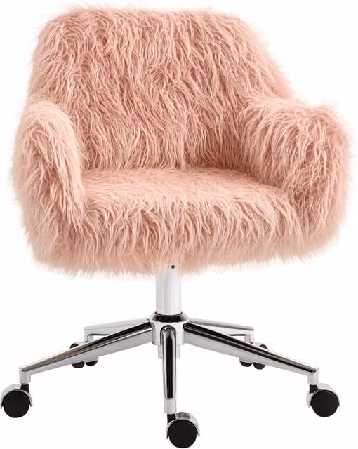 Sedia da Ufficio Girevole XYLO in Ecopelle Rosa con Gambe in Metallo Argento L/P/H: 57 x 60 x 75-85 cm