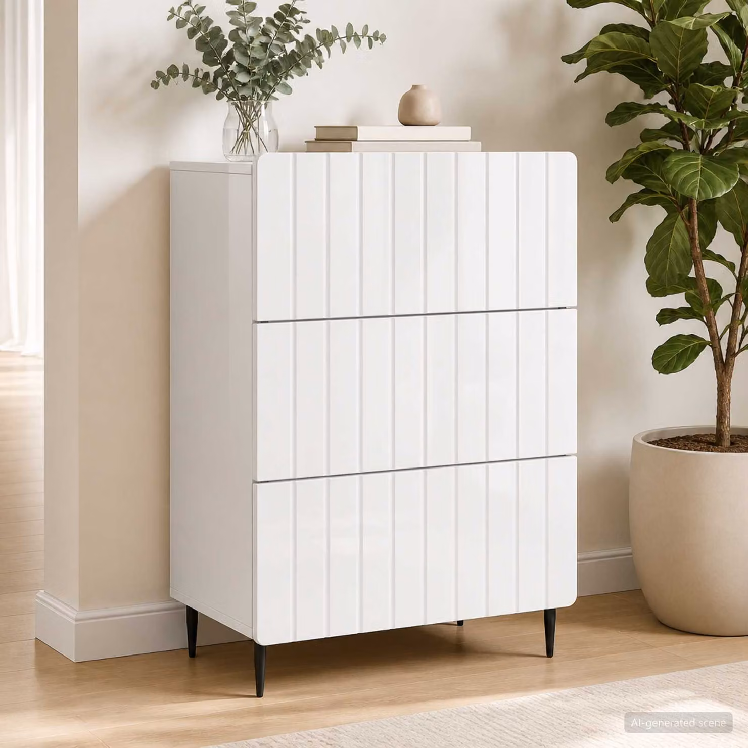 Carrello mobile con cassetti vidaXL bianco lucido L/P/H: 66 x 34,5 x 92 cm