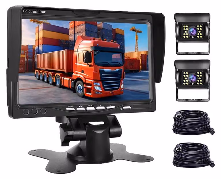 Monitor di backup, display da 7 pollici, supporto per doppia fotocamera, monitor di backup a due vie