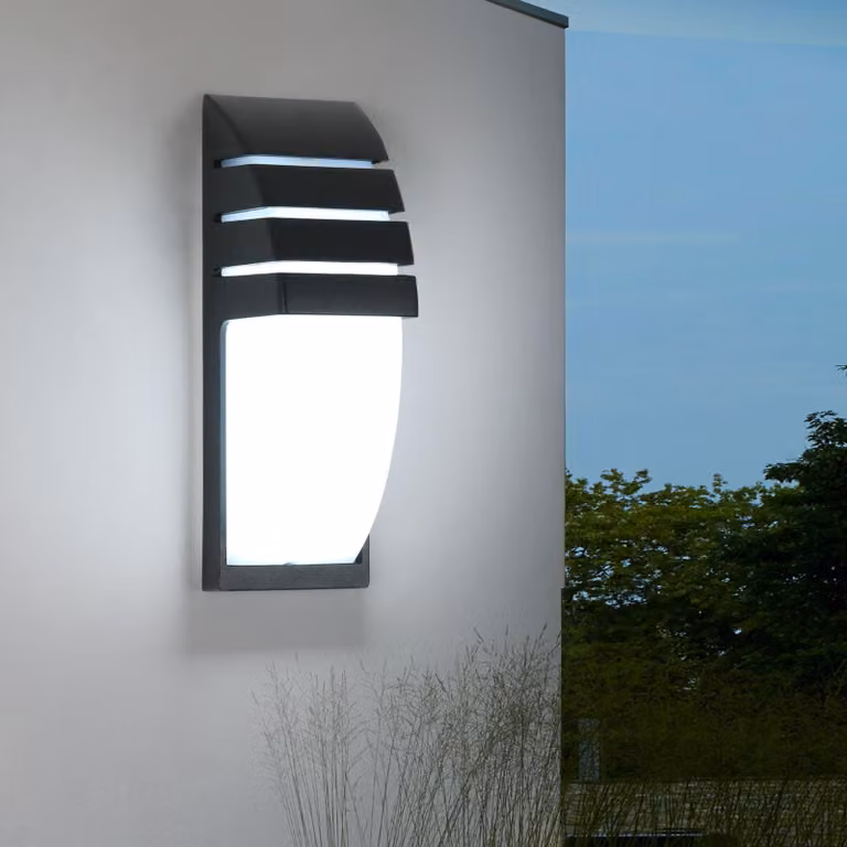 Lampada da parete a LED, 12W, grado di protezione IP65, 6500K (bianco freddo), 1000 lumen, colore nero, dimensioni 22,5x8x7,5 cm