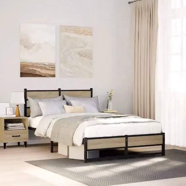 Struttura Letto Design Mania in Rovere Sonoma e Metallo, Colore Marrone, L 120 x P 200 cm – 1