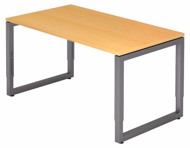 Scrivania della serie "R" di bümö: finitura effetto noce, struttura in grafite, dimensioni: 140 x 80 cm