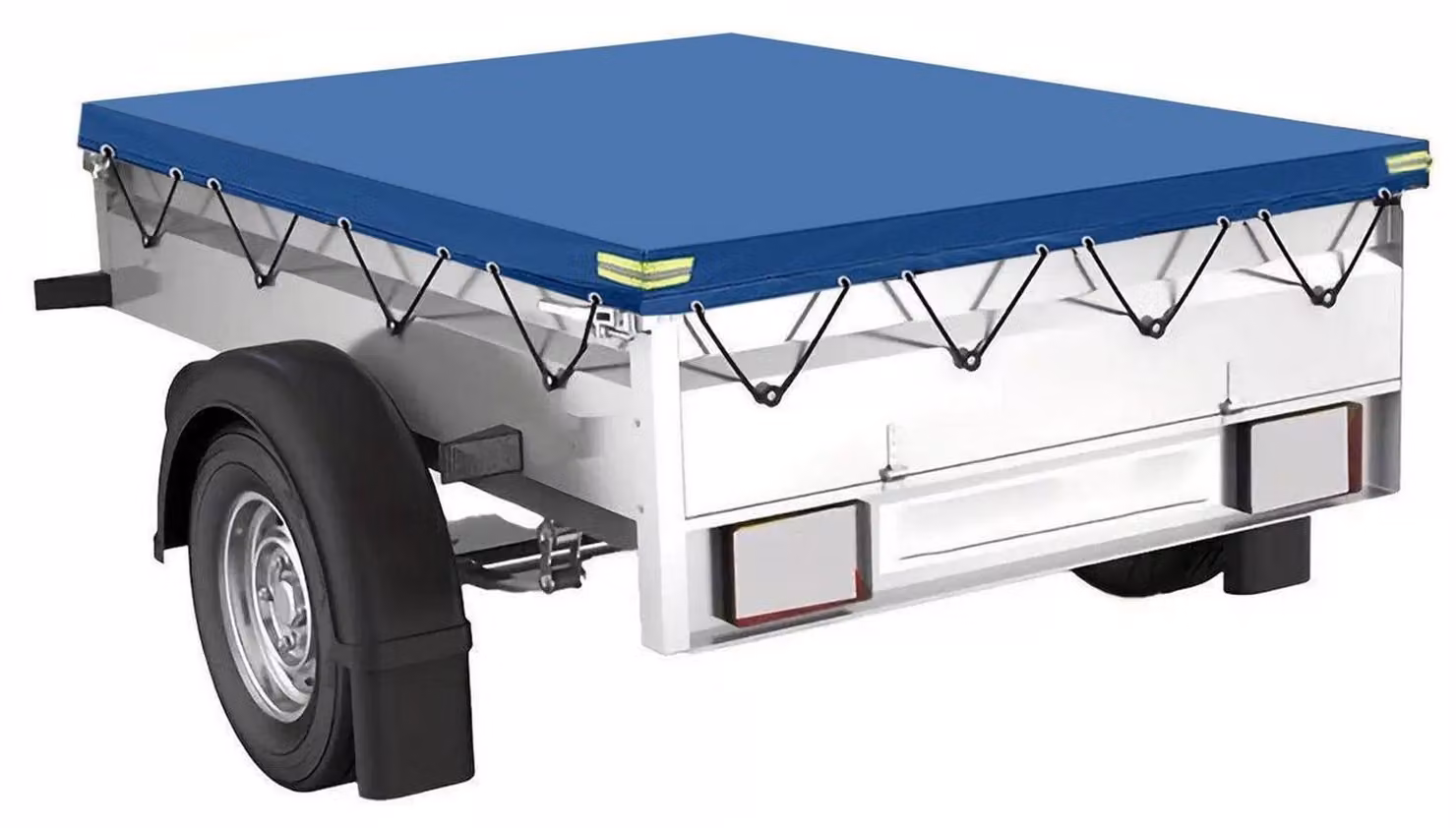 Copertura impermeabile per rimorchio, dimensioni 208x114x13 cm, colore blu, tessuto Oxford 420D, adatta per rimorchi per autovetture con portata massima di 750 kg