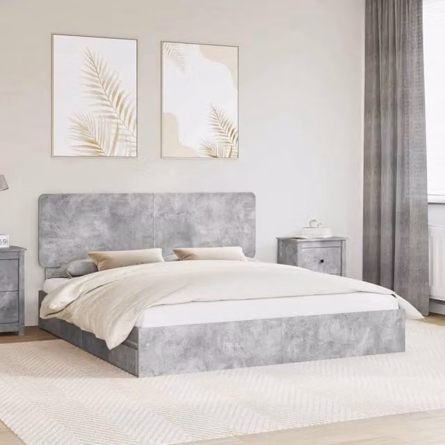 Letto con Contenitore con cassetto Grigio cemento 200 x 200 cm 3412654
