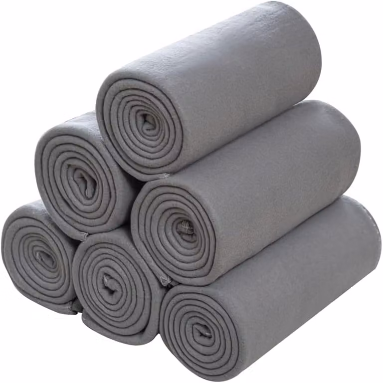 6 coperte in pile, dimensioni 125x150 cm, morbide, leggere, colore grigio