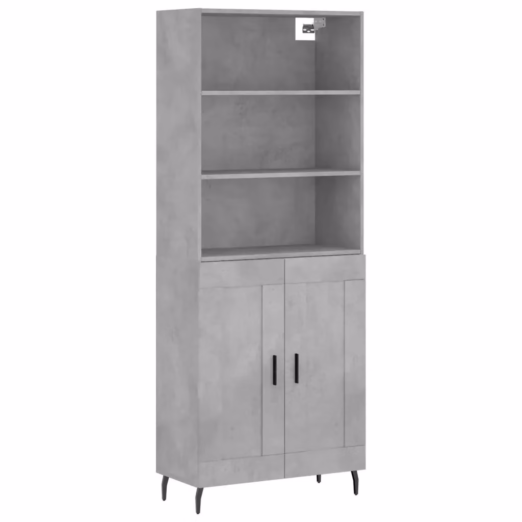 Credenza moderna vidaXL in legno e metallo, colore grigio, L: 69,5 cm, P: 34 cm, H: 180 cm – 2