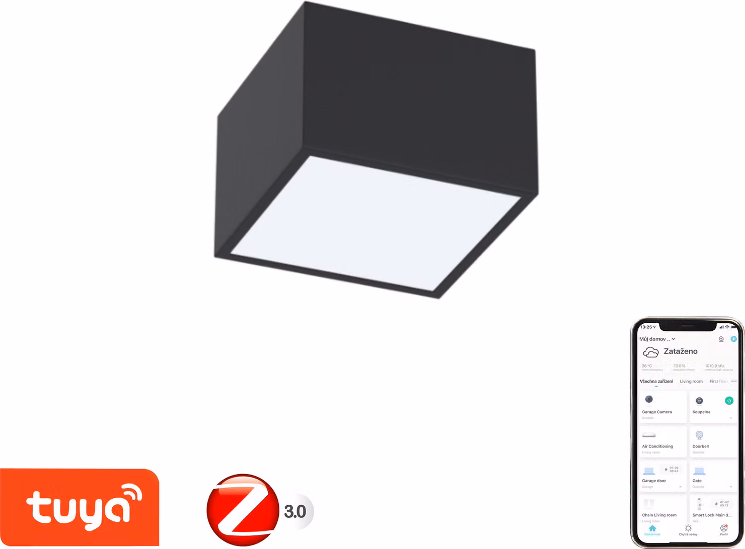 Immax NEO CANTO Plafoniera intelligente 15x15cm 12W nero Zigbee 3.0