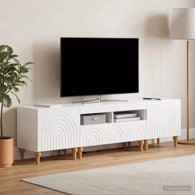 Mobile TV LED a 3 pezzi Bianco Lucido Legno ingegnerizzato 3416502