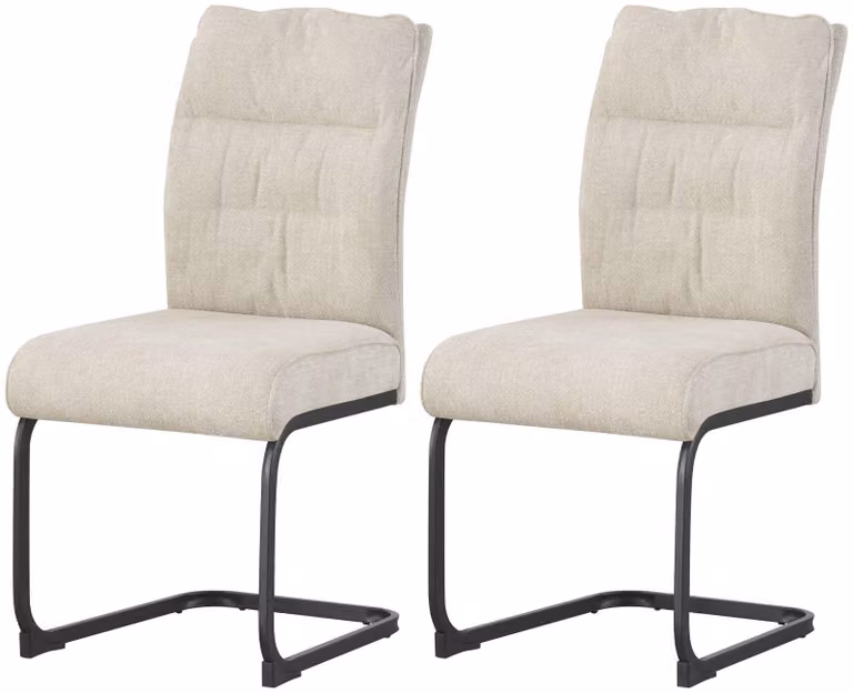 xonox.home Set di 2 sedie Swing Frieda in ciniglia color crema (L/H/D): 47 x 94 x 61 cm