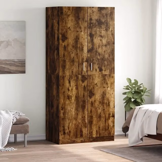 Armadio moderno vidaXL in legno rovere color marrone con ante a battente L/P/H: 90 x 52 x 200 cm