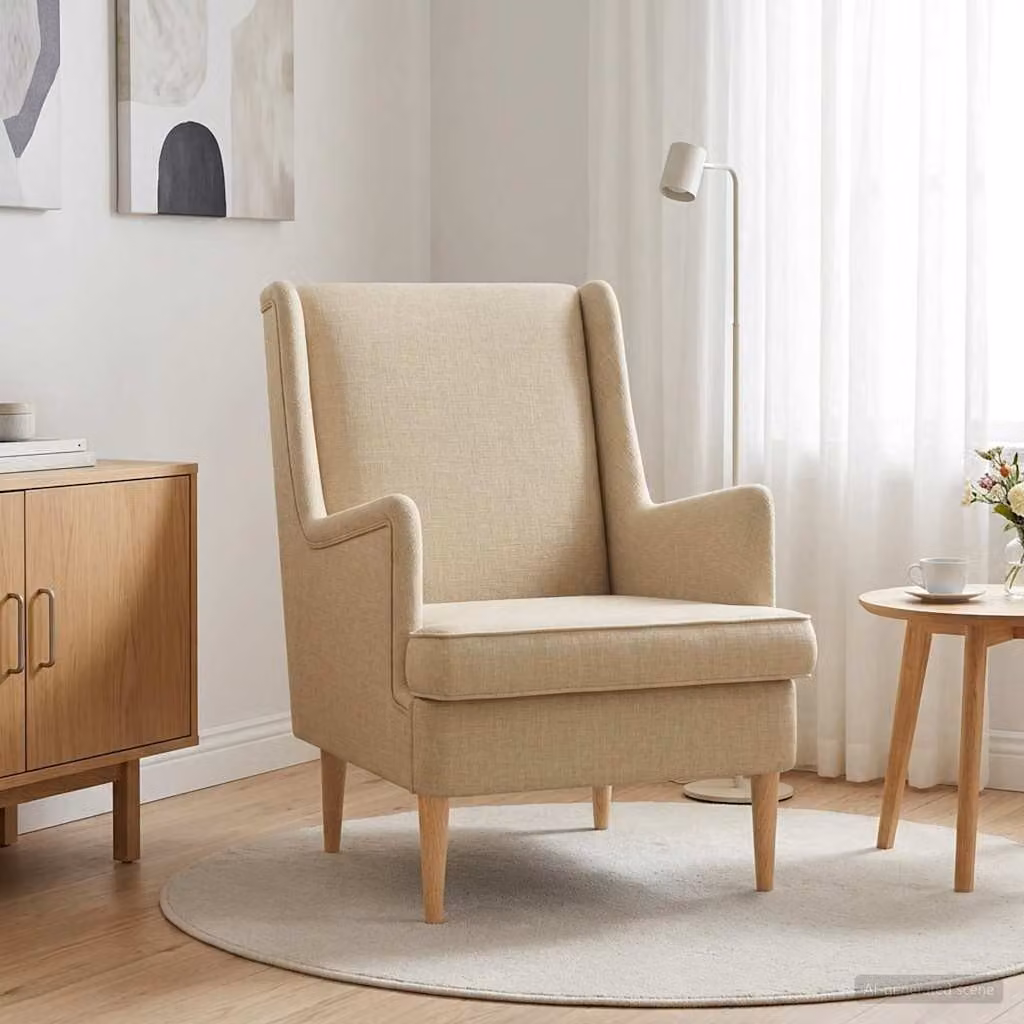 Poltrona moderna vidaXL in tessuto beige con braccioli per soggiorno e camera da letto L/P/H: 79 x 45 x 90 cm