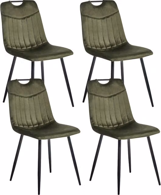 Set di 4 sedie da pranzo BELIANI in velluto verde scuro con gambe in metallo nero stile moderno